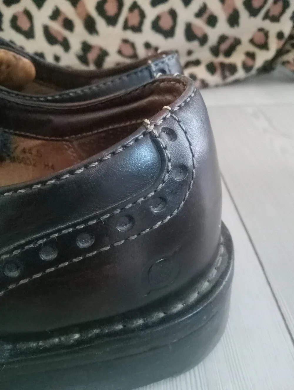 Men's Black Leather Born Oxfords Classic Wingtip Chunky Shoes